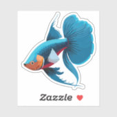 Niedlicher Beta-Fisch-Cartoon Aufkleber (Blatt)