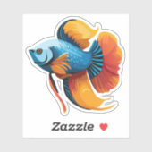 Niedlicher Beta-Fisch-Cartoon Aufkleber (Blatt)