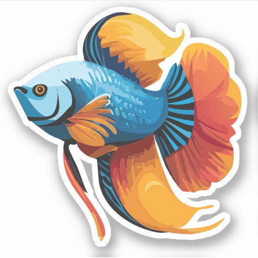 Niedlicher Beta-Fisch-Cartoon Aufkleber (Vorderseite)