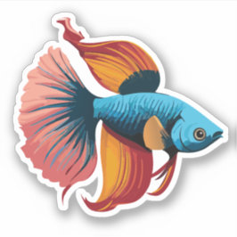 Niedlicher Beta-Fisch-Cartoon Aufkleber