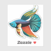 Niedlicher Beta-Fisch-Cartoon Aufkleber (Blatt)