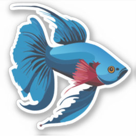 Niedlicher Beta-Fisch-Cartoon Aufkleber
