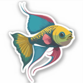 Niedlicher Beta-Fisch-Cartoon Aufkleber