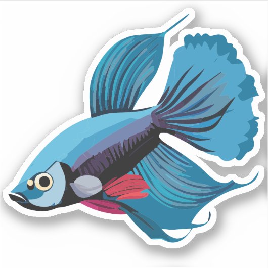 Niedlicher Beta-Fisch-Cartoon Aufkleber (Vorderseite)