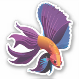 Niedlicher Beta-Fisch-Cartoon Aufkleber