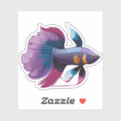 Niedlicher Beta-Fisch-Cartoon Aufkleber (Blatt)