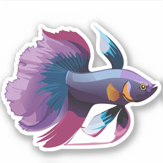 Niedlicher Beta-Fisch-Cartoon Aufkleber (Vorderseite)