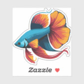 Niedlicher Beta-Fisch-Cartoon Aufkleber (Blatt)