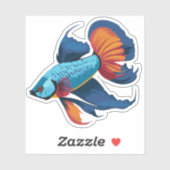 Niedlicher Beta-Fisch-Cartoon Aufkleber (Blatt)