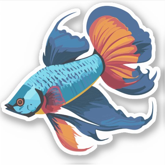 Niedlicher Beta-Fisch-Cartoon Aufkleber (Vorderseite)