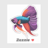 Niedlicher Beta-Fisch-Cartoon Aufkleber (Blatt)