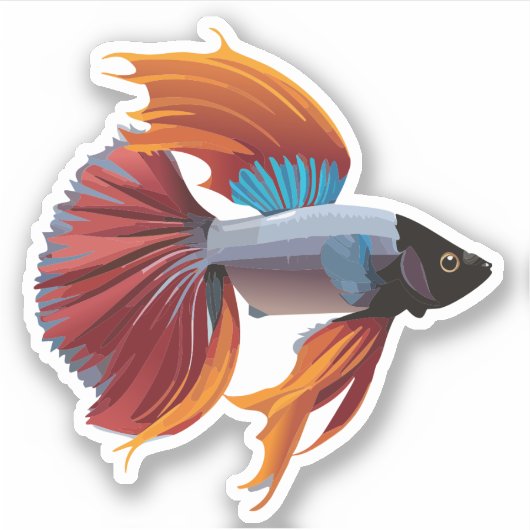 Niedlicher Beta-Fisch-Cartoon Aufkleber (Vorderseite)