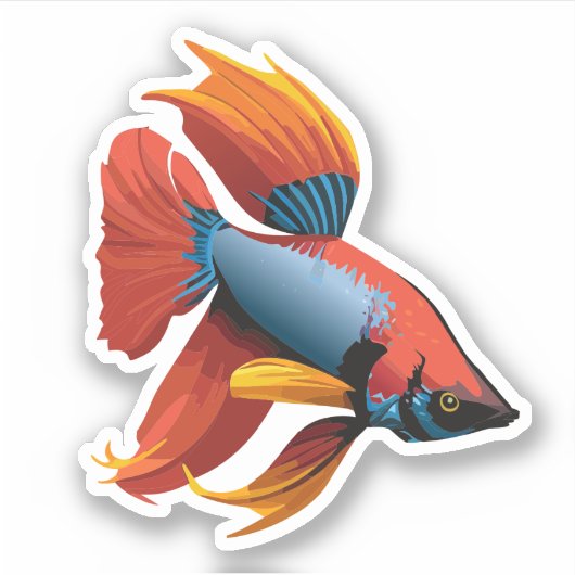 Niedlicher Beta-Fisch-Cartoon Aufkleber (Vorderseite)