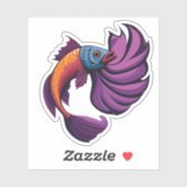 Niedlicher Beta-Fisch-Cartoon Aufkleber (Blatt)