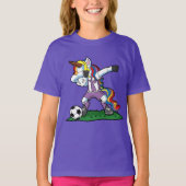 Niedlicher betupfender Unicorn-Fußball T-Shirt (Vorderseite)