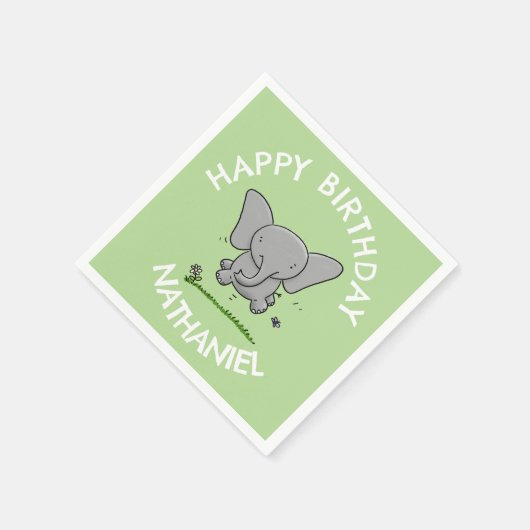 Niedlicher bewundernswerter Elefant personalisiert Serviette (Ecke)