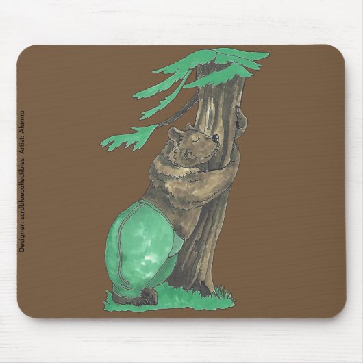 Niedlicher bezaubernder Baumhuggingbär mit Legging Mousepad (Vorne)