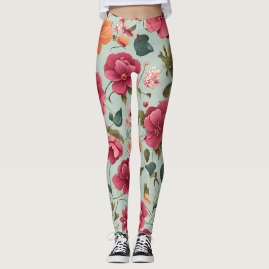 Niedlicher bezaubernder Blumenvektor Kunst Nahtlos Leggings (Vorderseite)