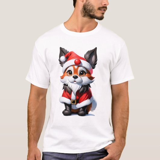 Niedlicher bezaubernder Fuchs Weihnachtsmann | Art T-Shirt (Vorderseite)