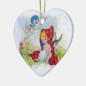 Niedlicher bezaubernder kleiner Junge, Hase und Vo Keramikornament (Links)