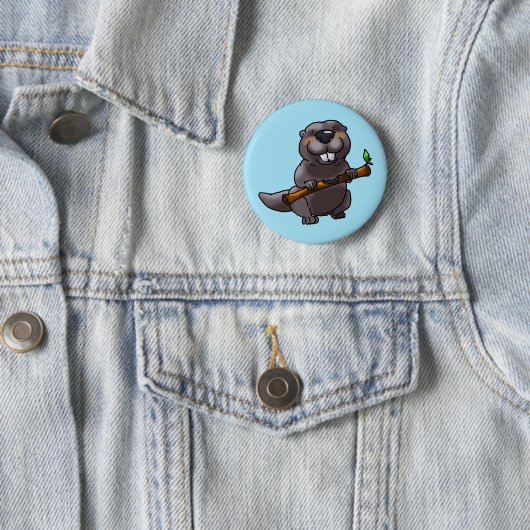 niedlicher Biber-Cartoon Button (Beispiel)