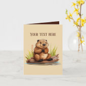 Niedlicher Biber fügt Text zu jedem Zweck hinzu Karte (Gelbe Blume)