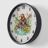 Niedlicher Biber liebt Waldtier Uhr (Winkel)