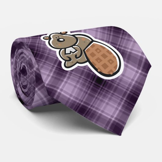 Niedlicher Biber; Lila Krawatte (Gerollt)