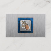 Niedlicher Biber; Metall-Blick Visitenkarte (Rückseite)