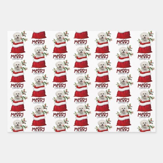 Niedlicher Bichon Frise Hund in der Holiday Gift B Geschenkpapier Set (Vorderseite 3)