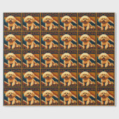 Niedlicher Bichon Frise Puppy Doster Retro Poster  Geschenkpapier (Flach)