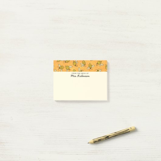 Niedlicher Bienenlehrer von der Rezeption (4x3) Post-it Klebezettel (Auf Schreibtisch)