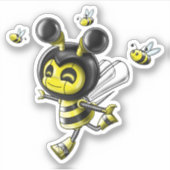 Niedlicher Bienenrobot Aufkleber (Vorderseite)