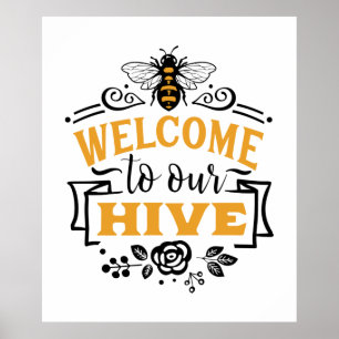 niedlicher Bienenstock Begrüßungswort Kunst Poster
