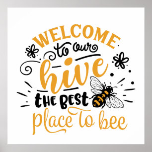 niedlicher Bienenstock Begrüßungswortposter Poster