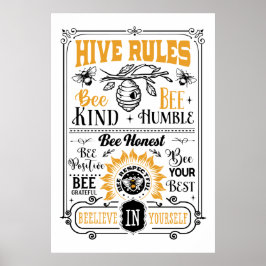 niedlicher Bienenstock regiert Wortkunst Poster