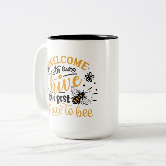 niedlicher Bienenstock Zweifarbige Tasse (Vorderseite Links)