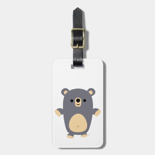 Niedlicher Big Blue Cartoon Bear Gepäckmarke Gepäckanhänger (Vorderseite vertikal)