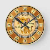 Niedlicher Big Cat Fun Runde Wanduhr (Vorderseite)