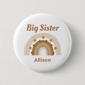Niedlicher Big Sister Boho Rainbow Personalisiert  Button (Vorderseite)