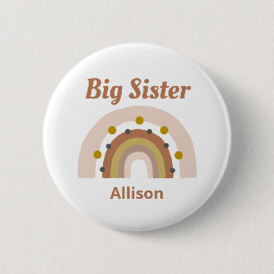 Niedlicher Big Sister Boho Rainbow Personalisiert  Button