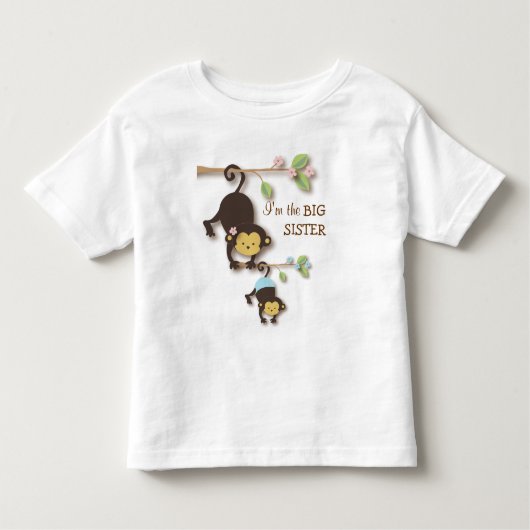 Niedlicher Big Sister Monkey mit Lil' Baby Brother Kleinkind T-shirt (Vorderseite)