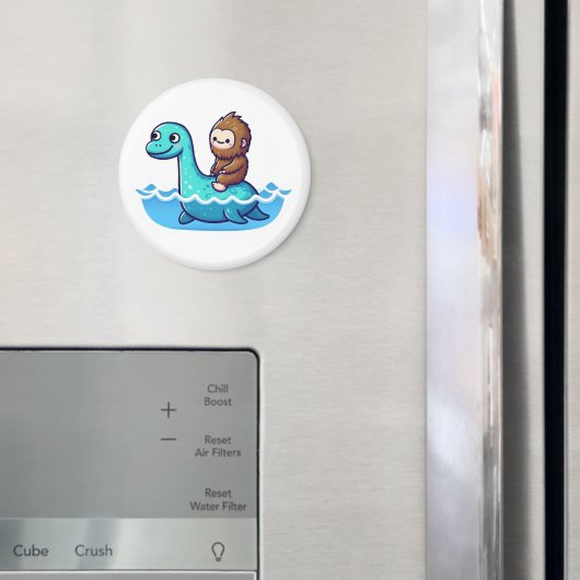 Niedlicher Bigfoot mit Niedlichem Loch Ness Magnet (In Situ (Kühlschrank))