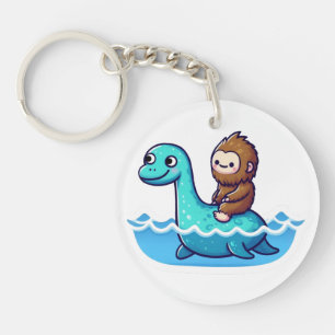 Niedlicher Bigfoot mit Niedlichem Loch Ness Schlüsselanhänger