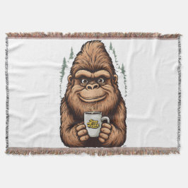Niedlicher Bigfoot trinkt Kaffee  Lustiger Sasquat Decke