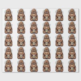 Niedlicher Bigfoot trinkt Kaffee Lustiger Sasquat Geschenkpapier
