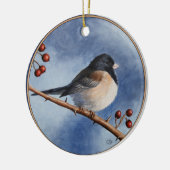 Niedlicher Bird Oregon Junco und Winterberries Keramik Ornament (Links)