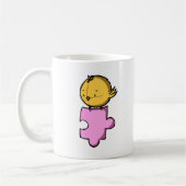 Niedlicher Bird Pink Puzzle Piece Kaffeetasse (Links)