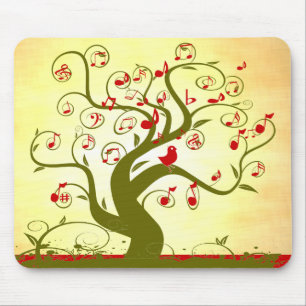 Niedlicher Bird Swirl Tree MousePad