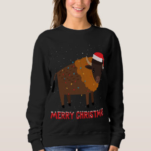 Niedlicher Bison Weihnachtsbaum Lichter Weihnachte Sweatshirt